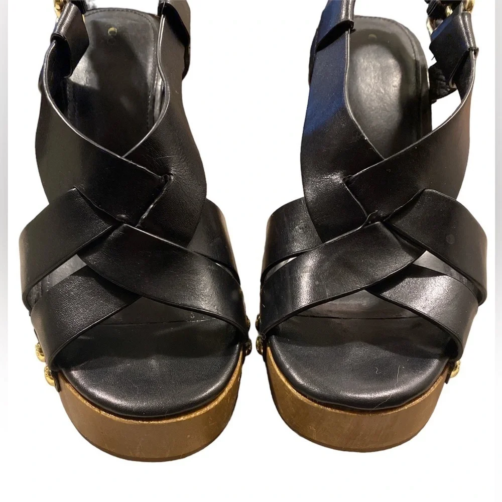 COACH PLATFORM WOVEN LEATHER SANDALS SZ 8.